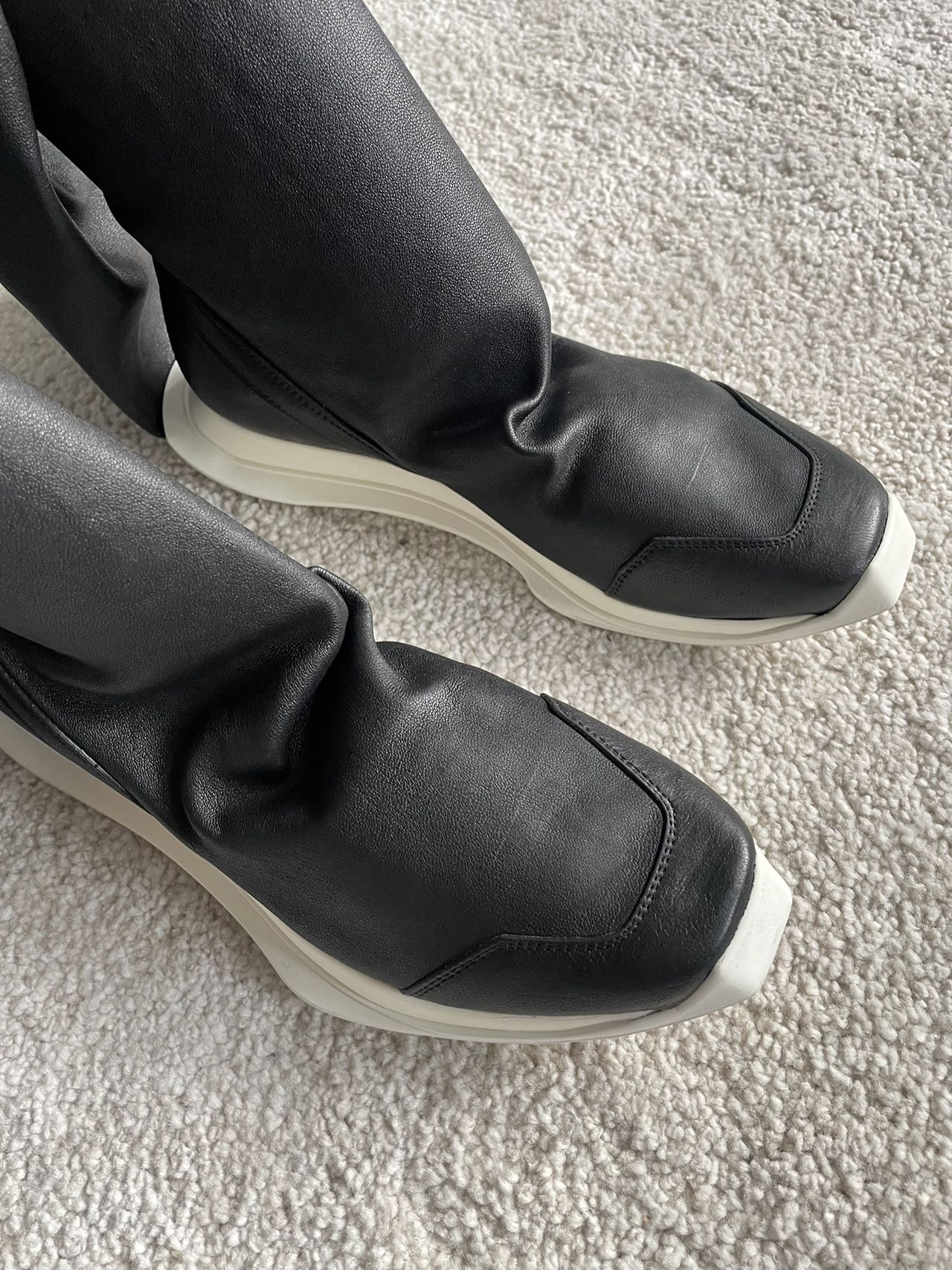 Rick Owens Oblique Runner Stocking Boots Women's Size 36 Leather