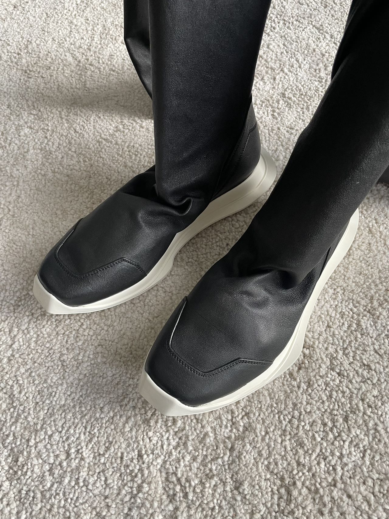 Rick Owens Oblique Runner Stocking Boots Women's Size 36 Leather
