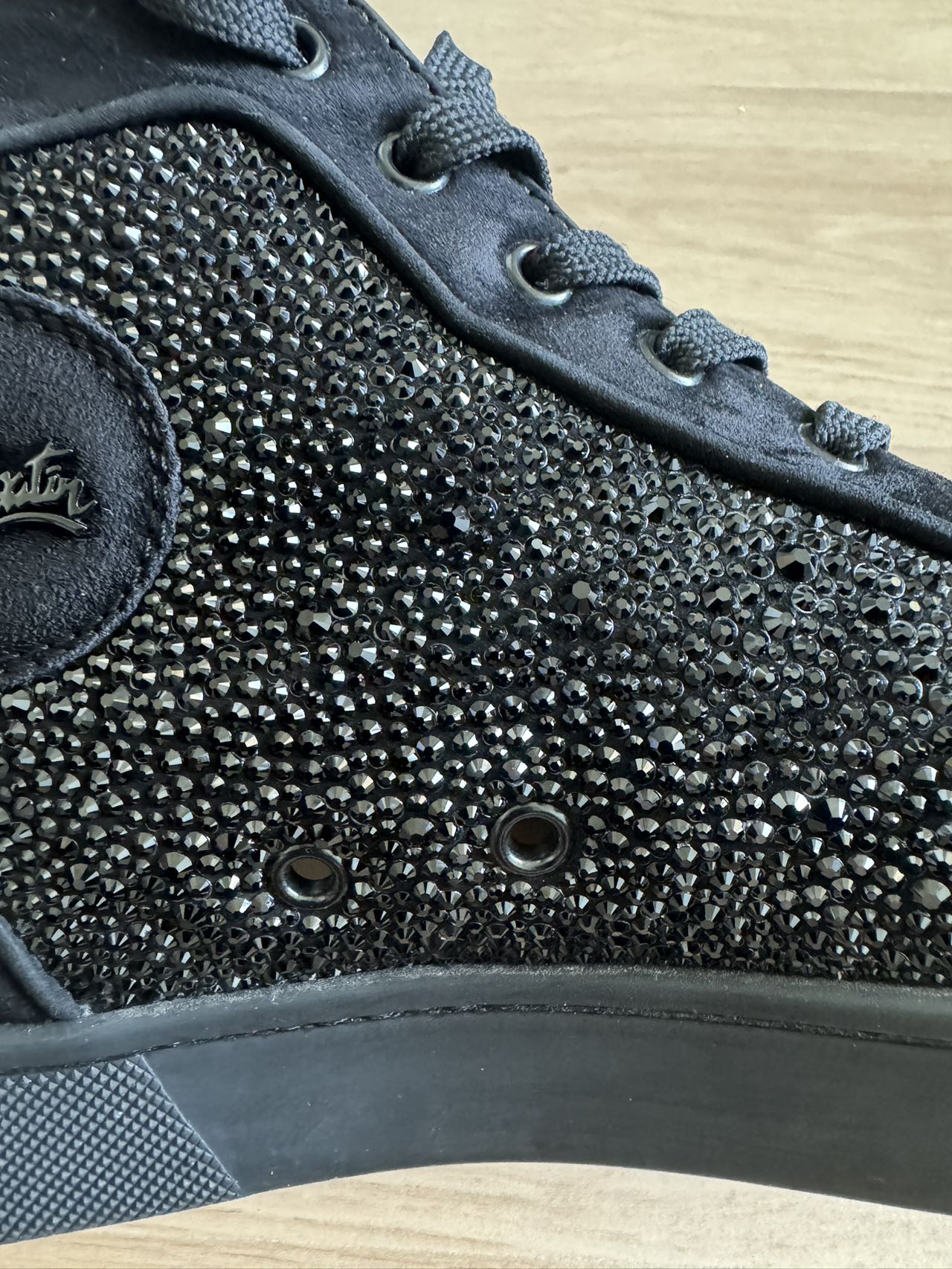 Christian Louboutin Louis Flat Veau Velours/Strass Sneakers Size 44.5