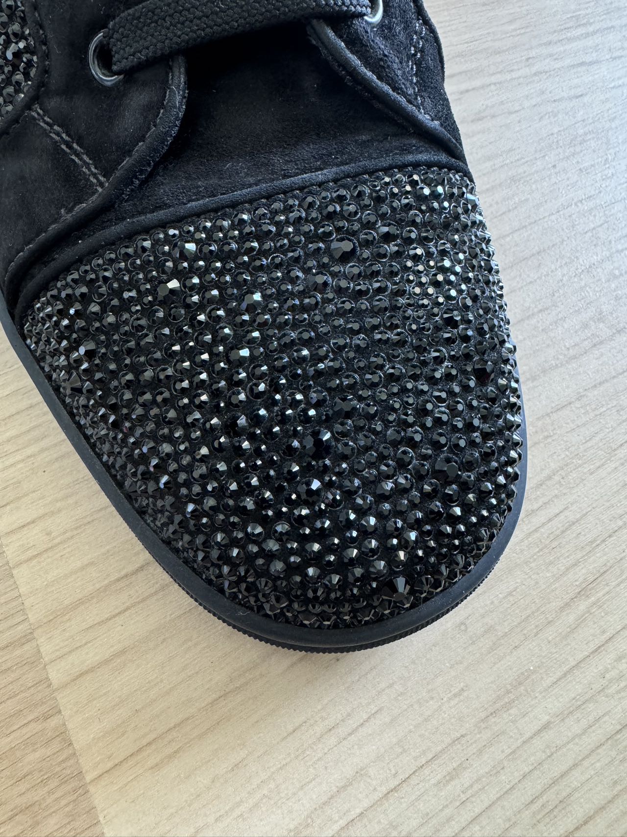 Christian Louboutin Louis Flat Veau Velours/Strass Sneakers Size 44.5
