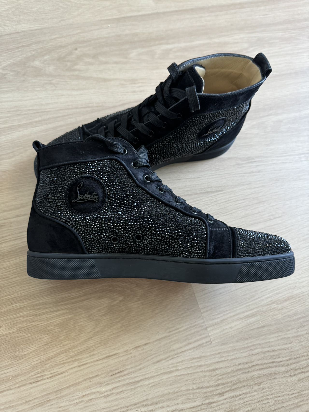 Christian Louboutin Louis Flat Veau Velours/Strass Sneakers Size 44.5