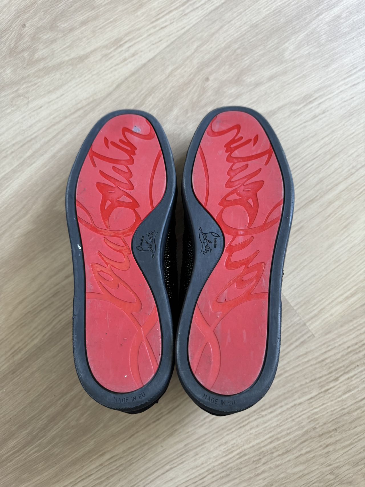 Christian Louboutin Louis Flat Veau Velours/Strass Sneakers Size 44.5