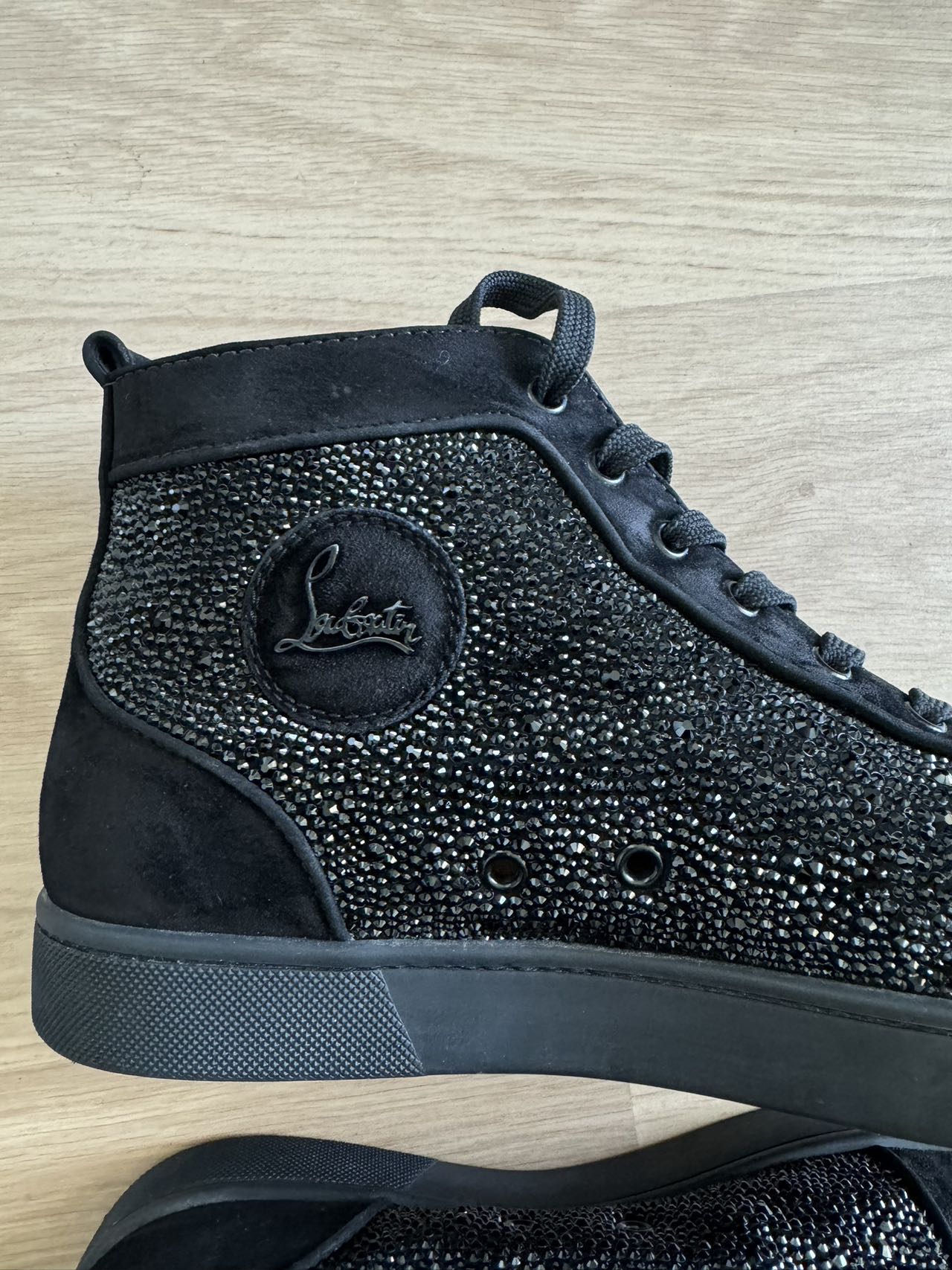 Christian Louboutin Louis Flat Veau Velours/Strass Sneakers Size 44.5