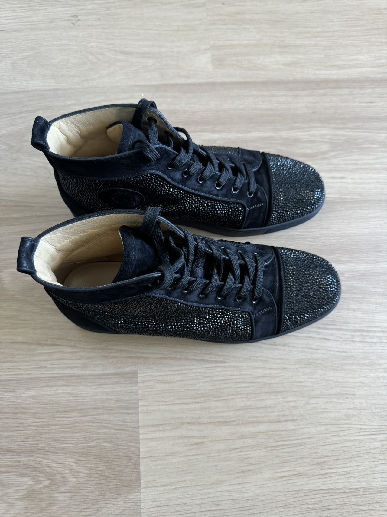 Christian Louboutin Louis Flat Veau Velours/Strass Sneakers Size 44.5