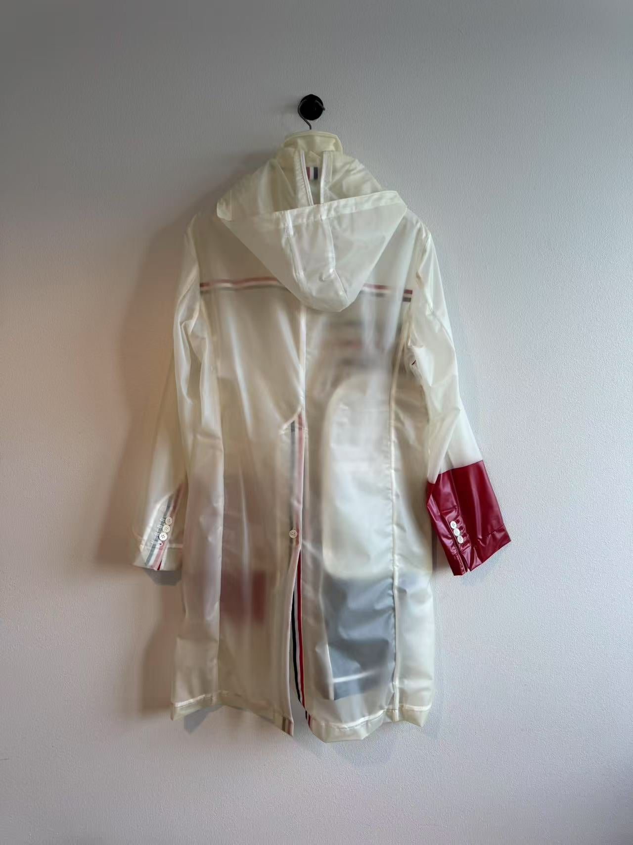 Thom Browne Transparent Stripe Rain Coat