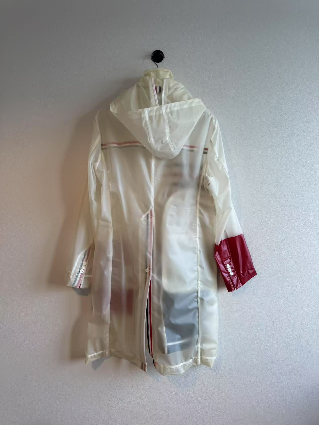 Thom Browne Transparent Stripe Rain Coat