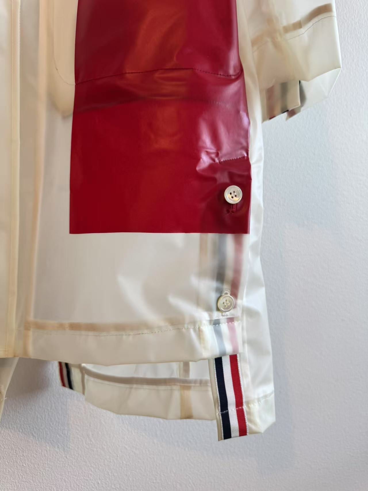 Thom Browne Transparent Stripe Rain Coat