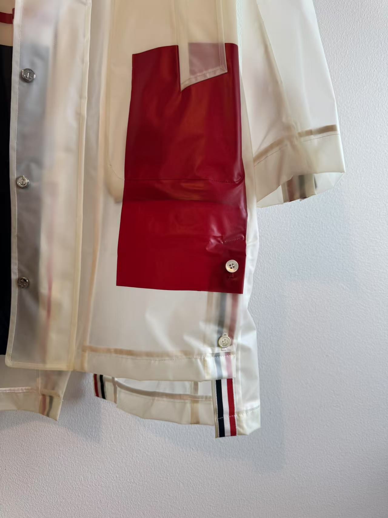 Thom Browne Transparent Stripe Rain Coat