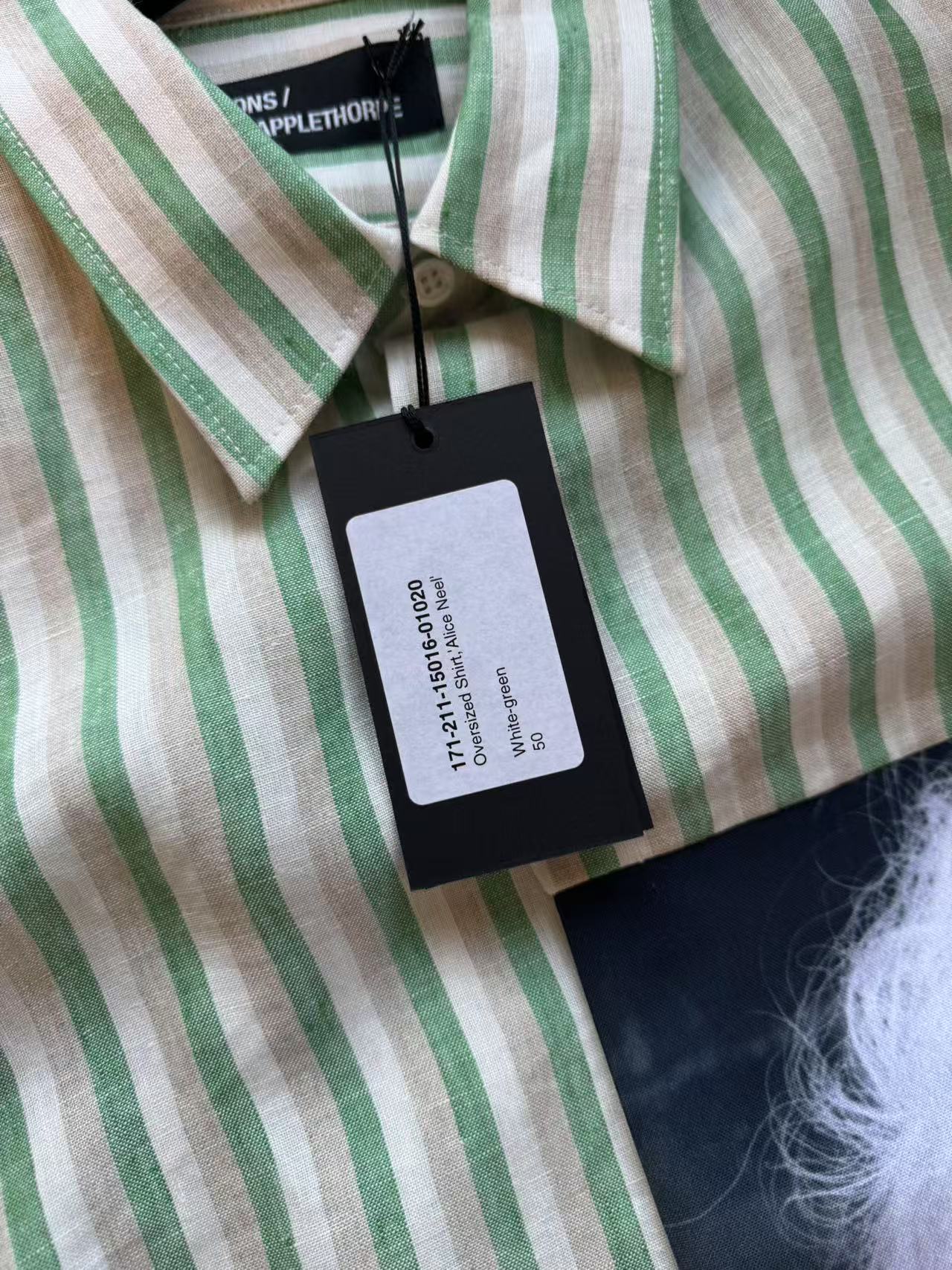 Raf Simons x ROBERT MAPPLETHORPE "Alice Neel" Oversized Shirt in White and Green