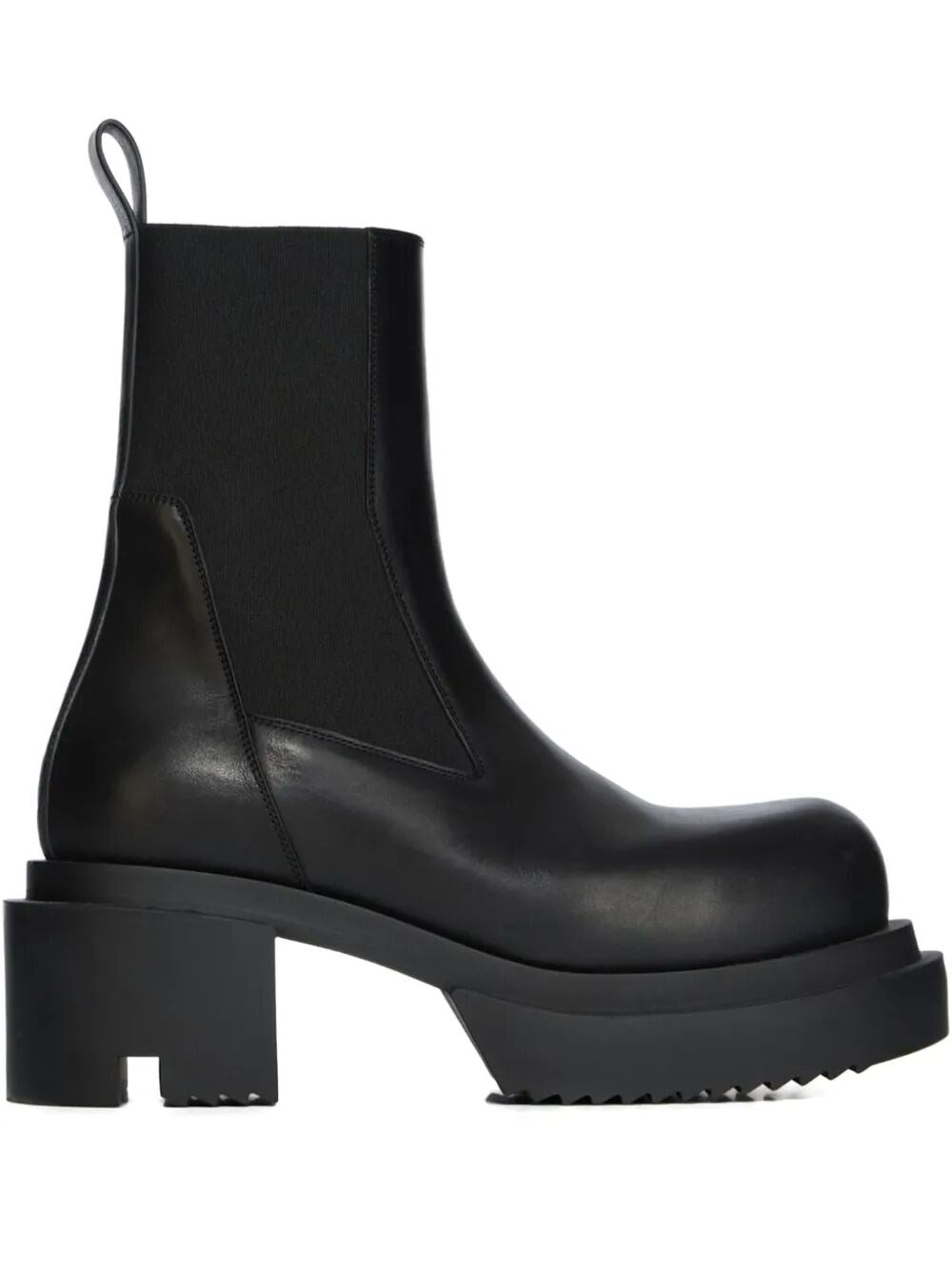Black Chelsea boot on a white background