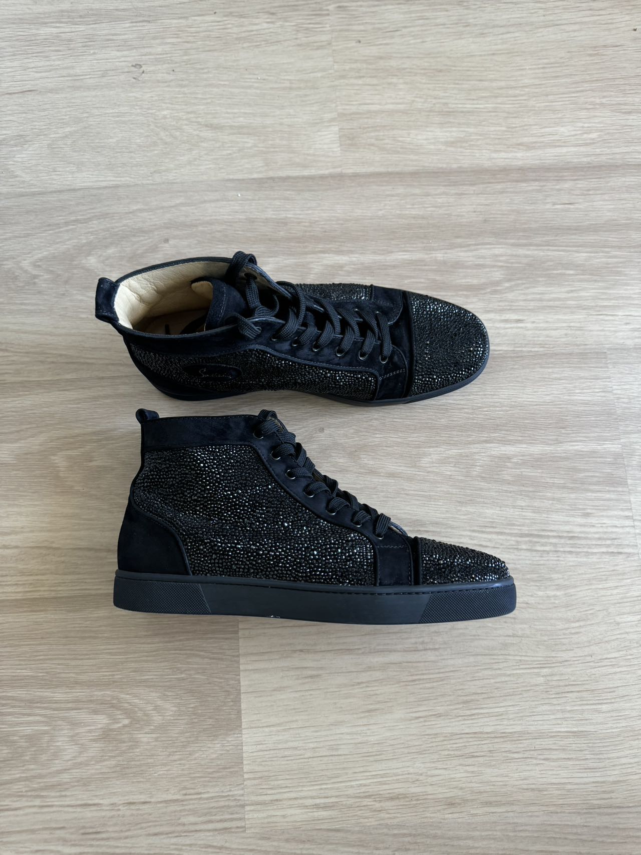 Christian Louboutin Louis Flat Veau Velours/Strass Sneakers Size 44.5
